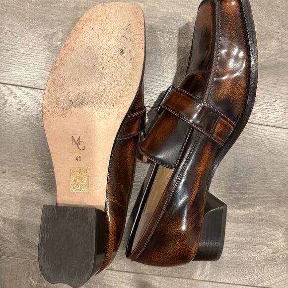 M.Gemi Scuola Loafer Brown Patina Leather Buckle Square Toe Low Heel Women's 41 - Picture 15 of 16